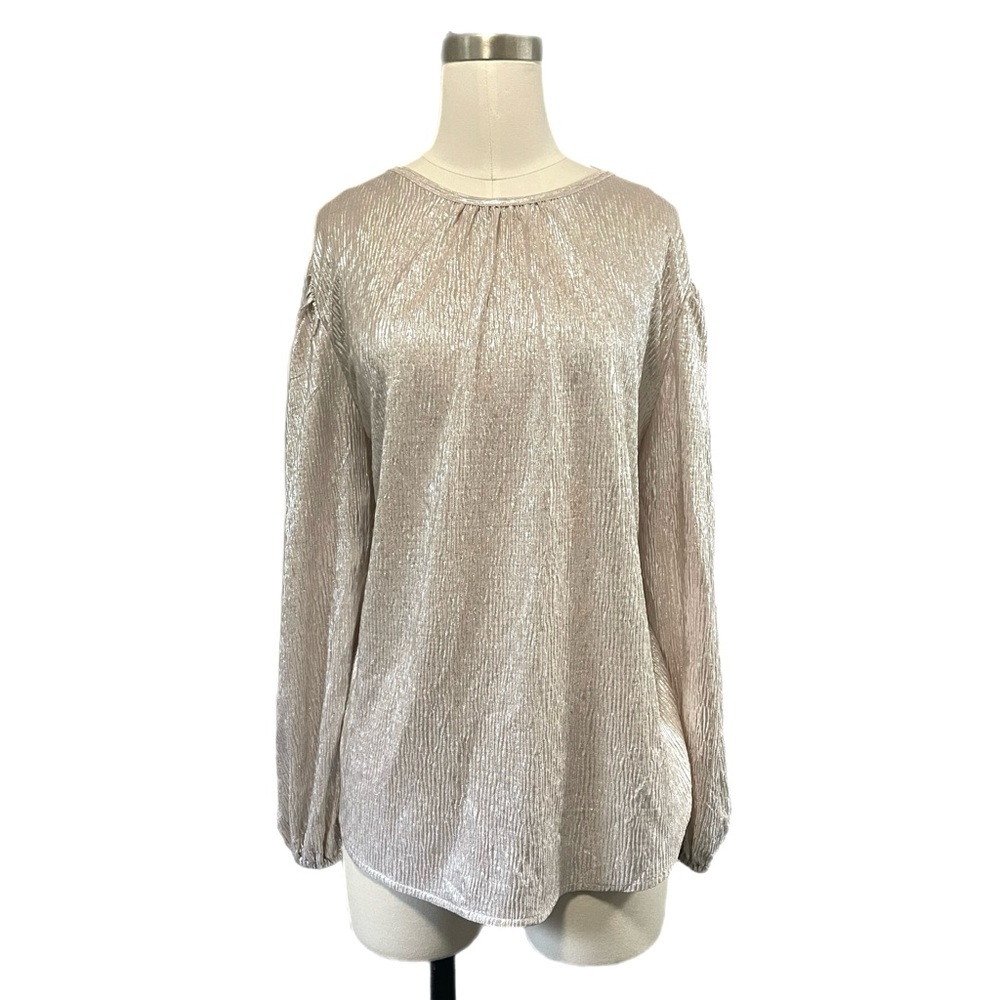LOFT Blush Shimmery Long Sleeve Blouse
